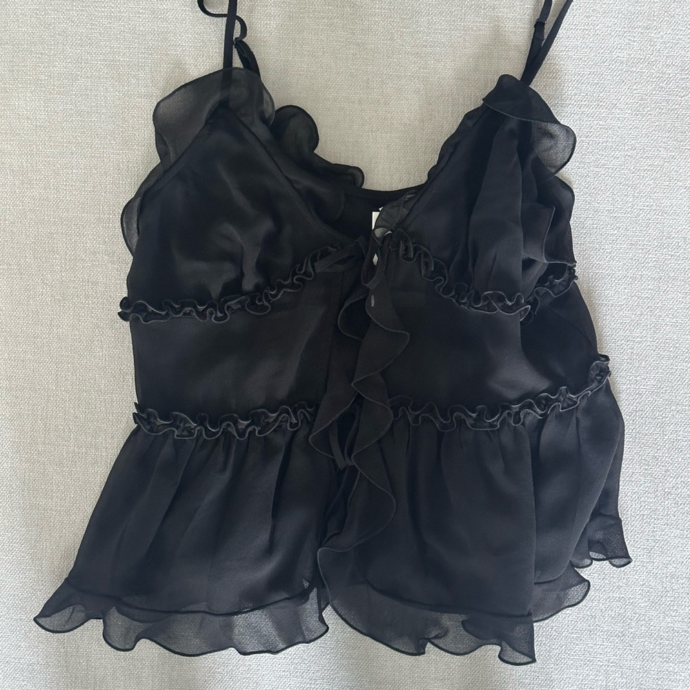 Elegant Black Ruffled Women's Top